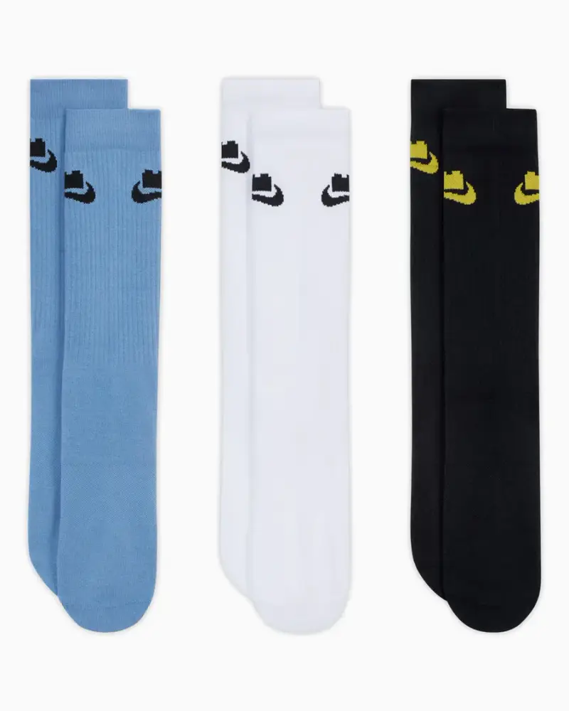 Chaussettes Nike x LEGO® Collection Everyday Essentials (lot de 3) Unisexe Noir / Bleu / Blanc