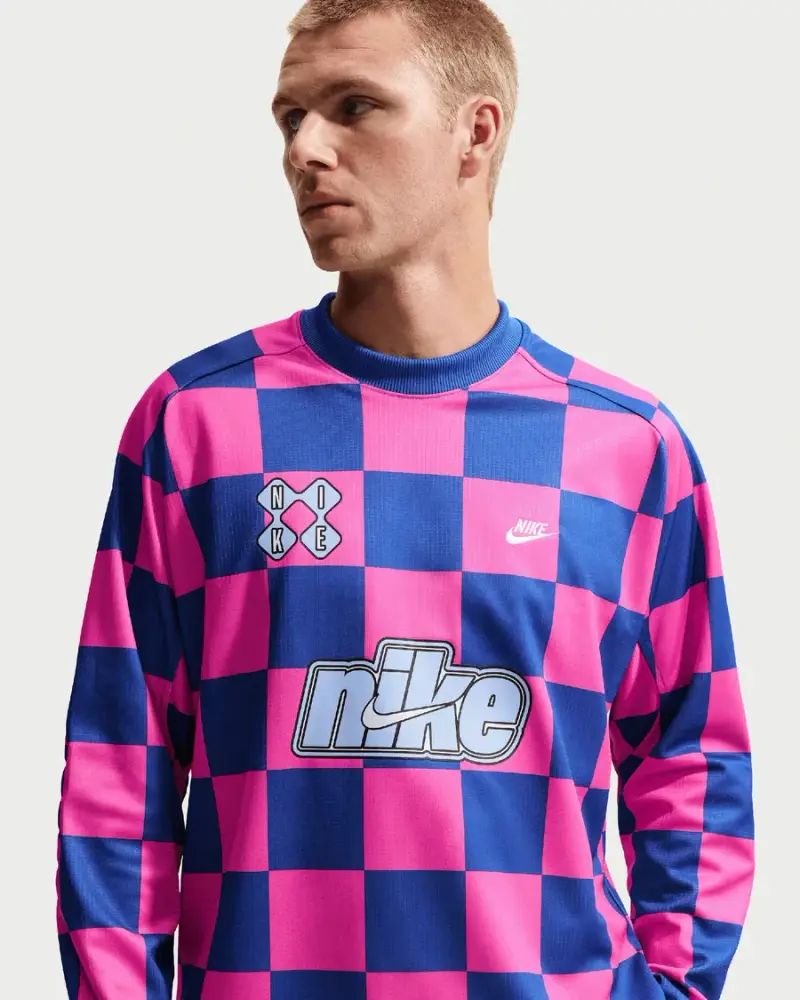 Maillot à carreaux manches longues Nike Sportswear Club Goalie Homme Bleu / Rose