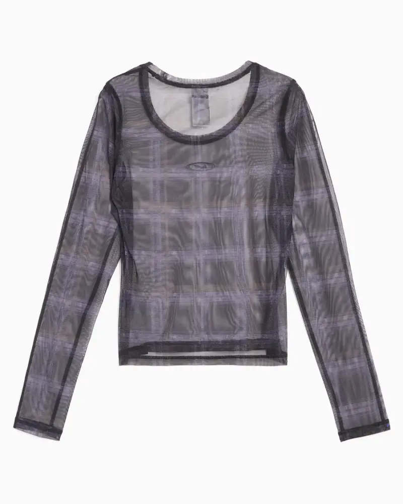 T-shirt à carreaux manches longues Nike Sportswear Mesh Femme Noir